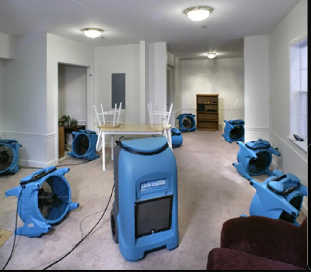 Air movers and dehumidifier setup for Water Extraction & Removal in Swatara