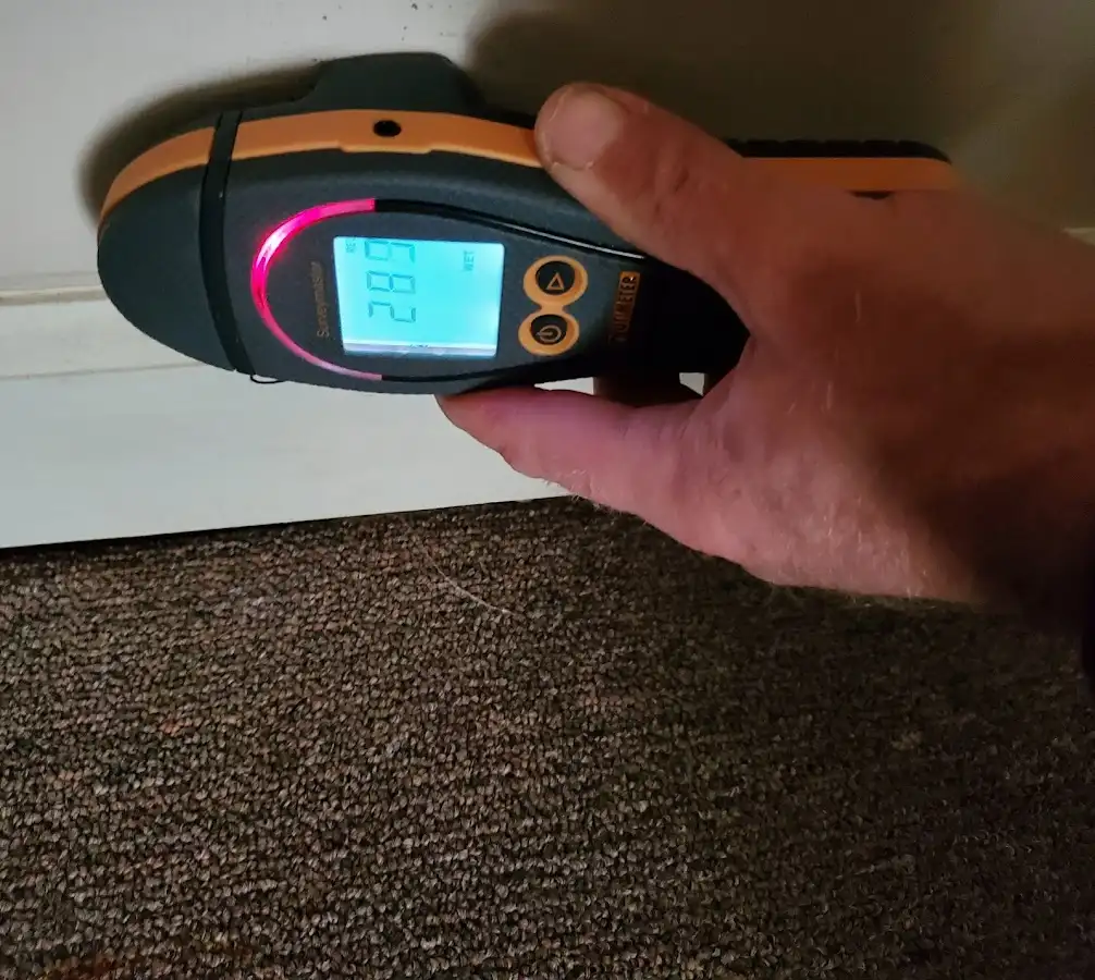 Moisture detection at baseboard during Burst Pipe Cleanup in Swatara